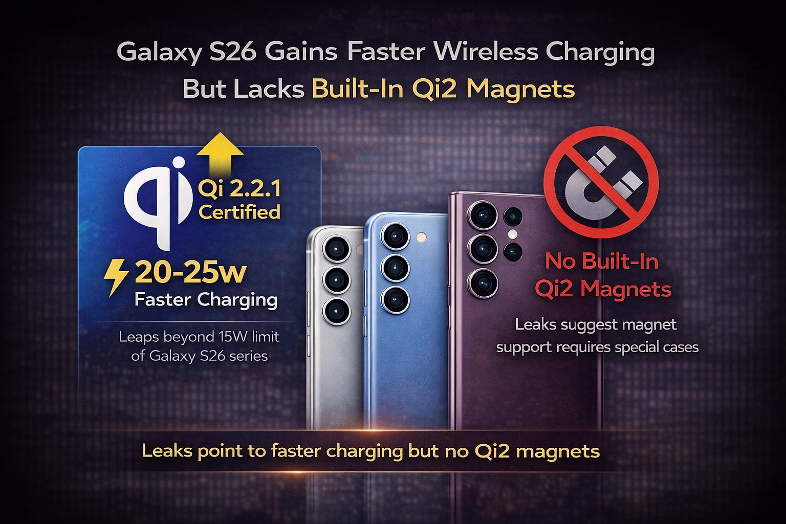 Galaxy S26 wireless charging Qi 2.2.1 support
